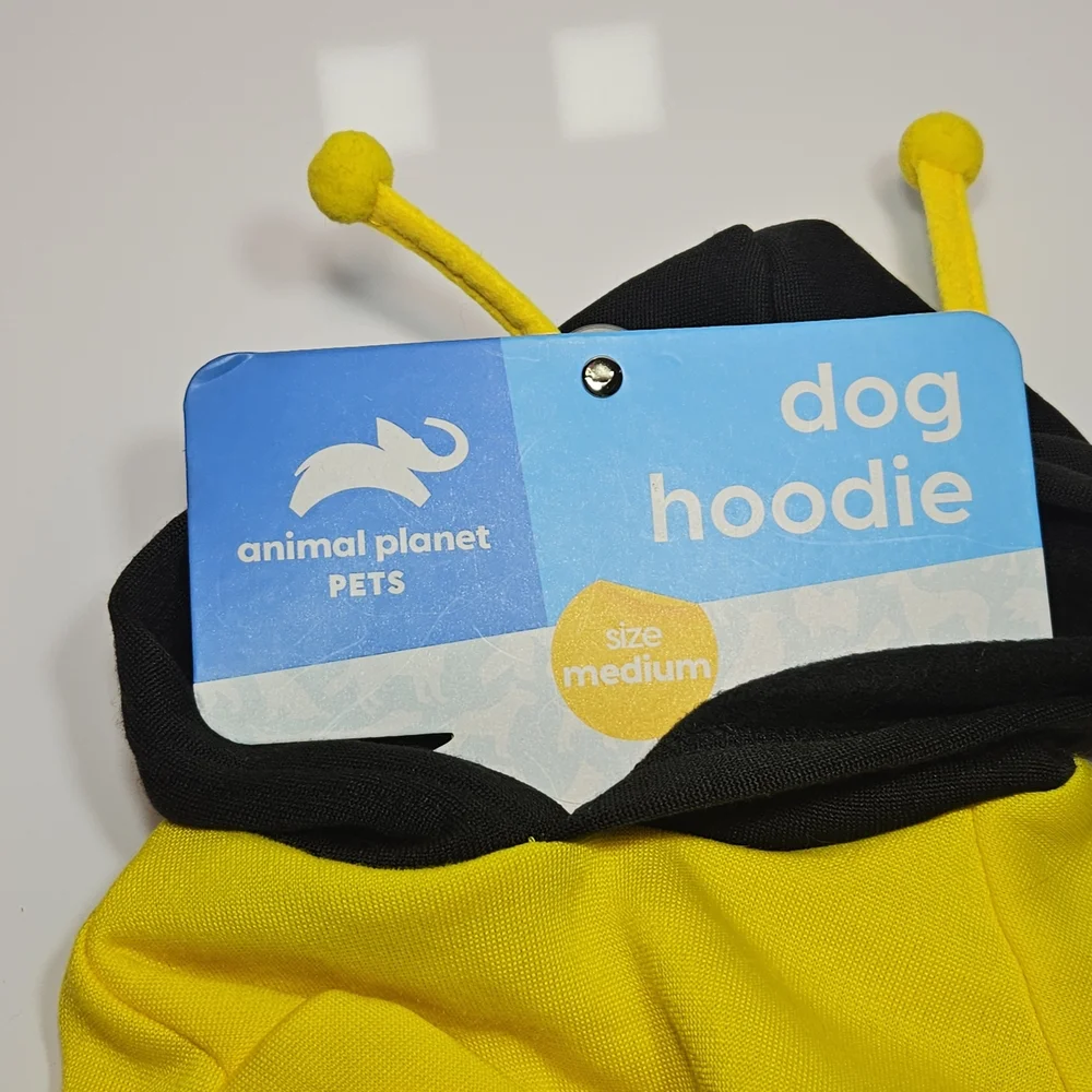 Animal Planet Yellow and Black Bumble Bee Dog Hoodie - Size Medium